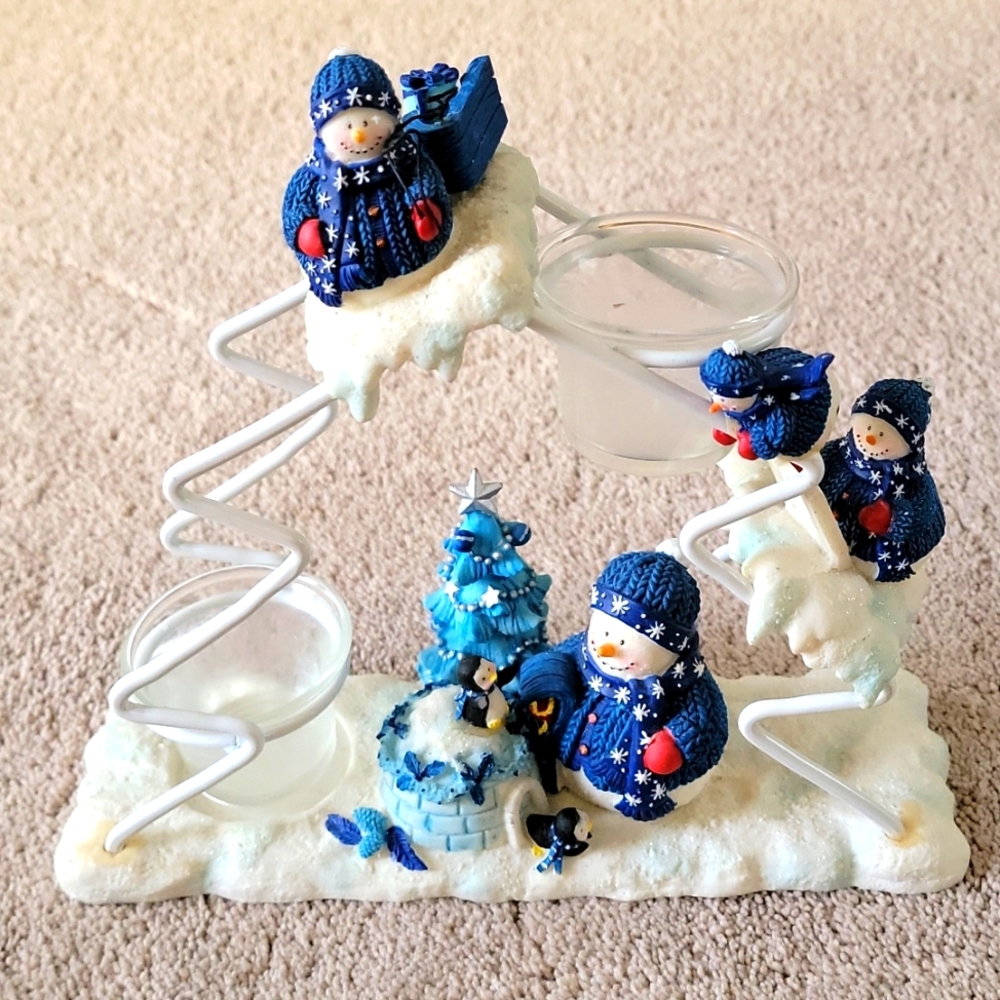Snowmen Holiday Candle Votive Decor